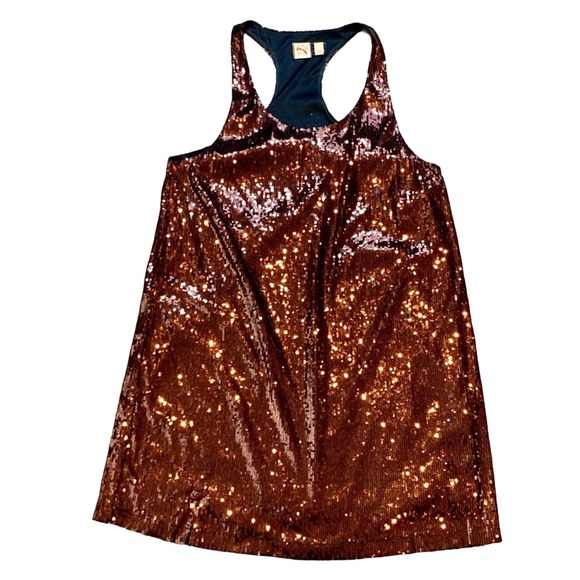 French Connection Sleeveless Bronze Sequins Dress 10 - Picture 6 of 7